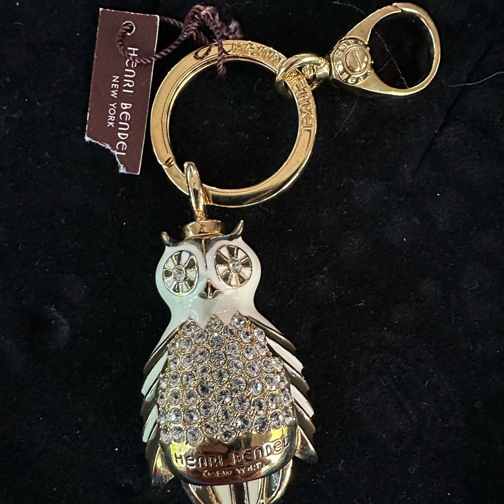 Gorgeous Vintage Henri Bendel Hazel Owl Key Fob W/ Swarovski Crystals NWT - Picture 15 of 16
